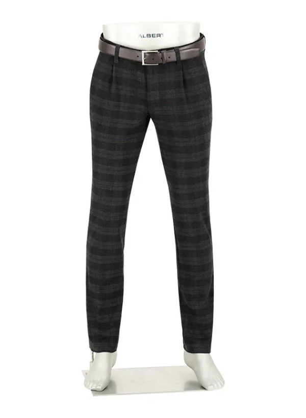 ALBERTO Bundfaltenhose Lou, Regular Fit, Flanell, fuchsia-anthrazit kariert^ Hosen