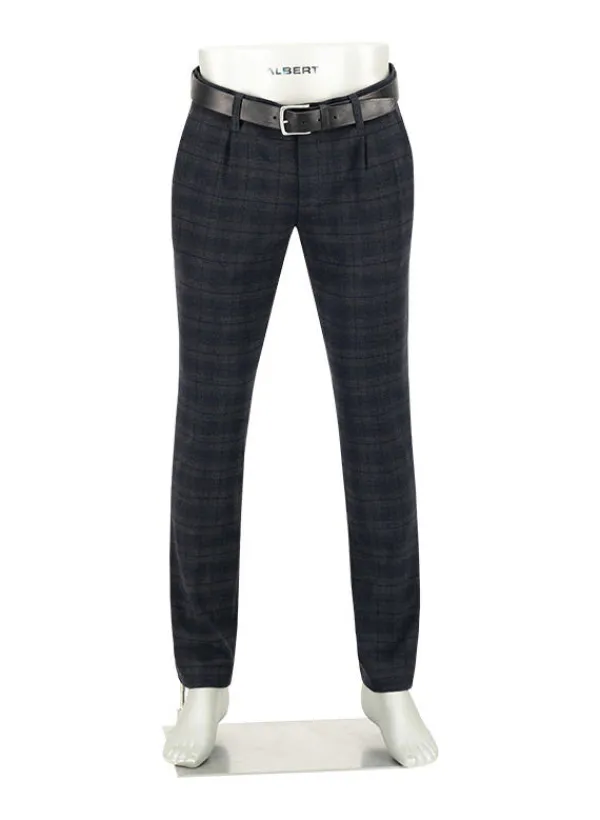 ALBERTO Bundfaltenhose Lou, Regular Fit, Flanell, nachtblau-anthrazit kariert^ Hosen