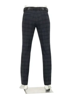 ALBERTO Bundfaltenhose Lou, Regular Fit, Flanell, nachtblau-anthrazit kariert^ Hosen