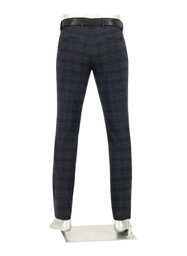 ALBERTO Bundfaltenhose Lou, Regular Fit, Flanell, nachtblau-anthrazit kariert^ Hosen