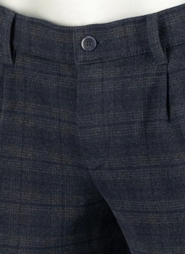 ALBERTO Bundfaltenhose Lou, Regular Fit, Flanell, nachtblau-anthrazit kariert^ Hosen