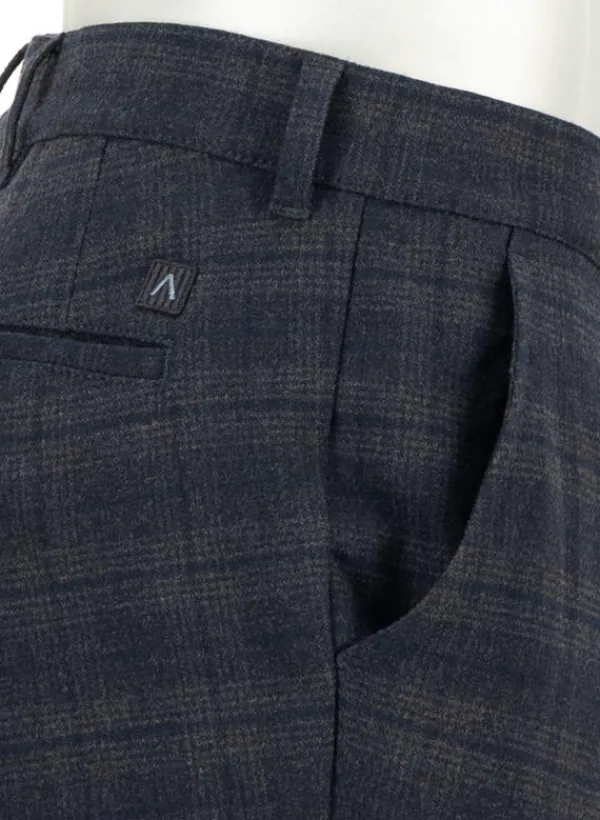 ALBERTO Bundfaltenhose Lou, Regular Fit, Flanell, nachtblau-anthrazit kariert^ Hosen