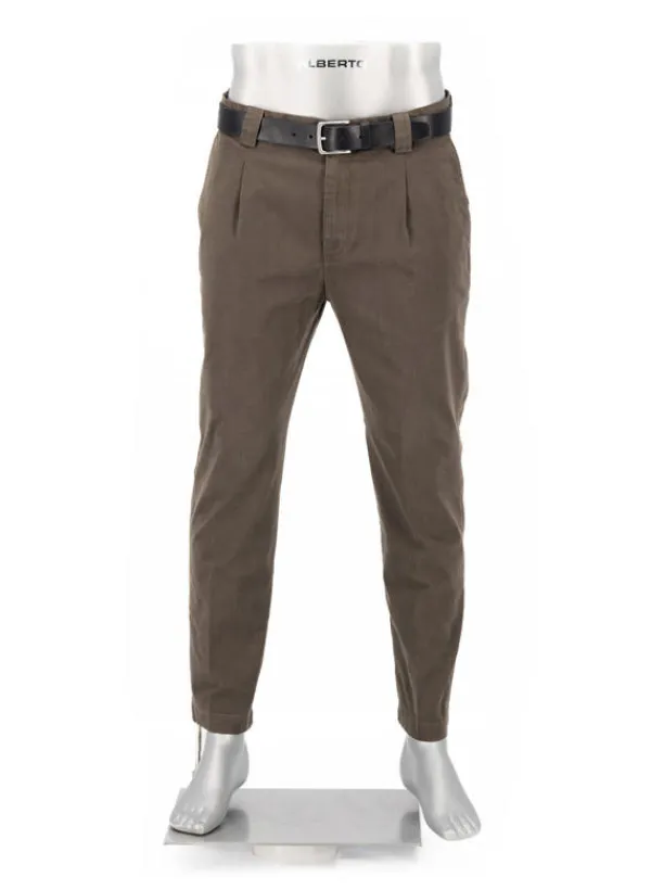 ALBERTO Bundfaltenhose Mike, Pima Baumwolle cropped, dunkelbraun^ Hosen
