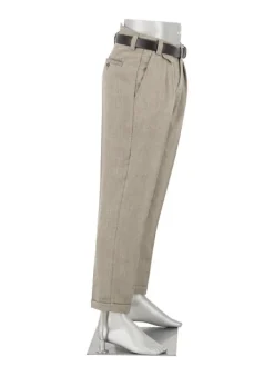 ALBERTO Bundfaltenhose Ted, Wide Fit, Leinen cropped, braun gemustert^ Hosen