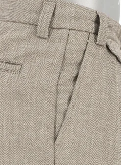 ALBERTO Bundfaltenhose Ted, Wide Fit, Leinen cropped, braun gemustert^ Hosen