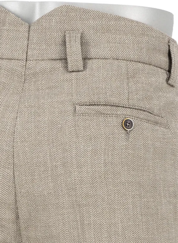 ALBERTO Bundfaltenhose Ted, Wide Fit, Leinen cropped, braun gemustert^ Hosen