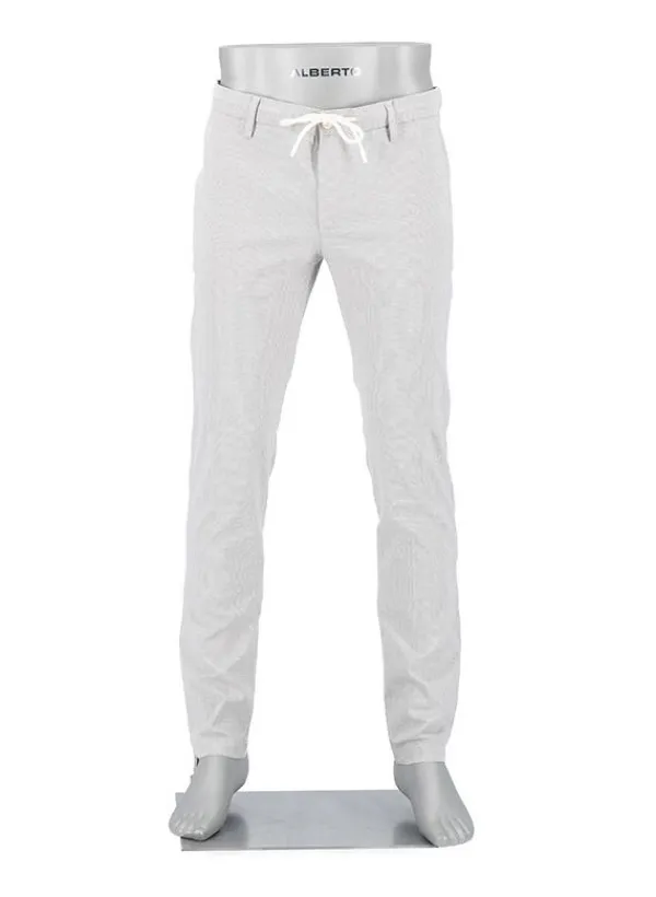 ALBERTO Chino Jump, Slim Fit, Baumwolle-Leinen, creme gemustert^ Alles Weiss|Hosen