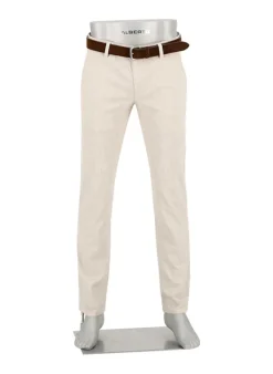 ALBERTO Chino Lou, Regular Fit, Baumwolle-Leinen, beigegraublau kariert^ Chino|Hosen