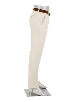 ALBERTO Chino Lou, Regular Fit, Baumwolle-Leinen, beigegraublau kariert^ Chino|Hosen