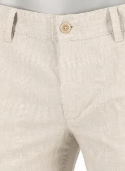 ALBERTO Chino Lou, Regular Fit, Baumwolle-Leinen, beigegraublau kariert^ Chino|Hosen