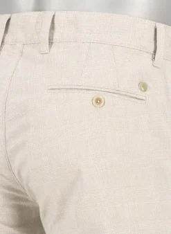 ALBERTO Chino Lou, Regular Fit, Baumwolle-Leinen, beigegraublau kariert^ Chino|Hosen