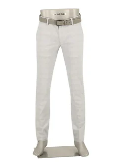 ALBERTO Chino Lou, Regular Fit, Baumwolle-Leinen, graublau kariert^ Chino|Hosen