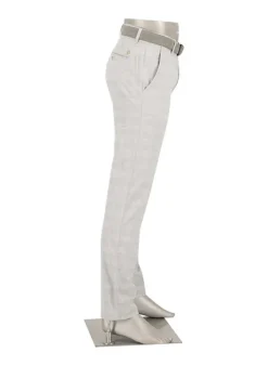 ALBERTO Chino Lou, Regular Fit, Baumwolle-Leinen, graublau kariert^ Chino|Hosen
