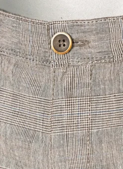 ALBERTO Chino Rob, Slim Fit, Baumwoll-Leinen, dunkelbeige kariert^ Hosen|Chino