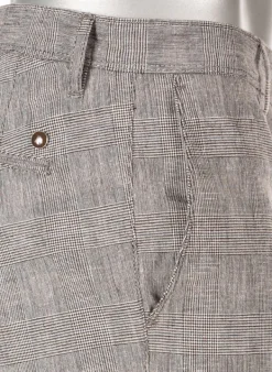 ALBERTO Chino Rob, Slim Fit, Baumwoll-Leinen, dunkelbeige kariert^ Hosen|Chino