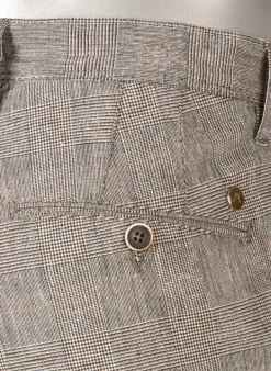 ALBERTO Chino Rob, Slim Fit, Baumwoll-Leinen, dunkelbeige kariert^ Hosen|Chino