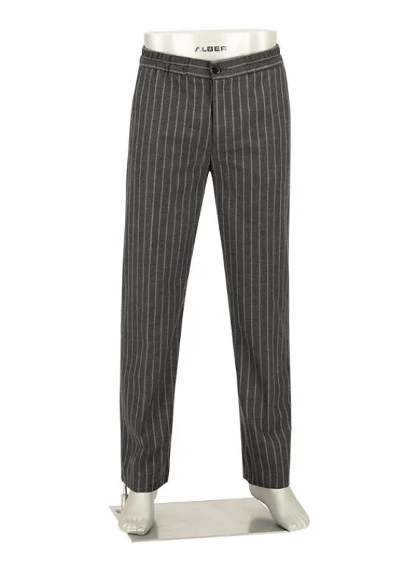 ALBERTO Flanell Stipe, Luis-GU-GT, Wide Fit, Mikofaser-Stretch, dunkelgrau gestreift^ Hosen|Cosy