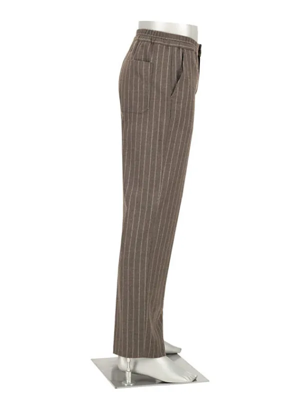 ALBERTO Flanell Stipe, Luis-GU-GT, Wide Fit, Mikofaser-Stretch, braun gestreift^ Hosen|Cosy