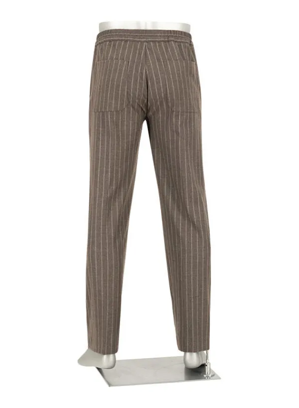 ALBERTO Flanell Stipe, Luis-GU-GT, Wide Fit, Mikofaser-Stretch, braun gestreift^ Hosen|Cosy
