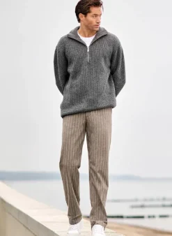 ALBERTO Flanell Stipe, Luis-GU-GT, Wide Fit, Mikofaser-Stretch, braun gestreift^ Hosen|Cosy