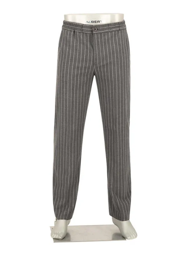 ALBERTO Flanell Stipe, Luis-GU-GT, Wide Fit, Mikofaser-Stretch, grau gestreift^ Hosen|Cosy