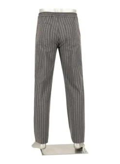ALBERTO Flanell Stipe, Luis-GU-GT, Wide Fit, Mikofaser-Stretch, grau gestreift^ Hosen|Cosy