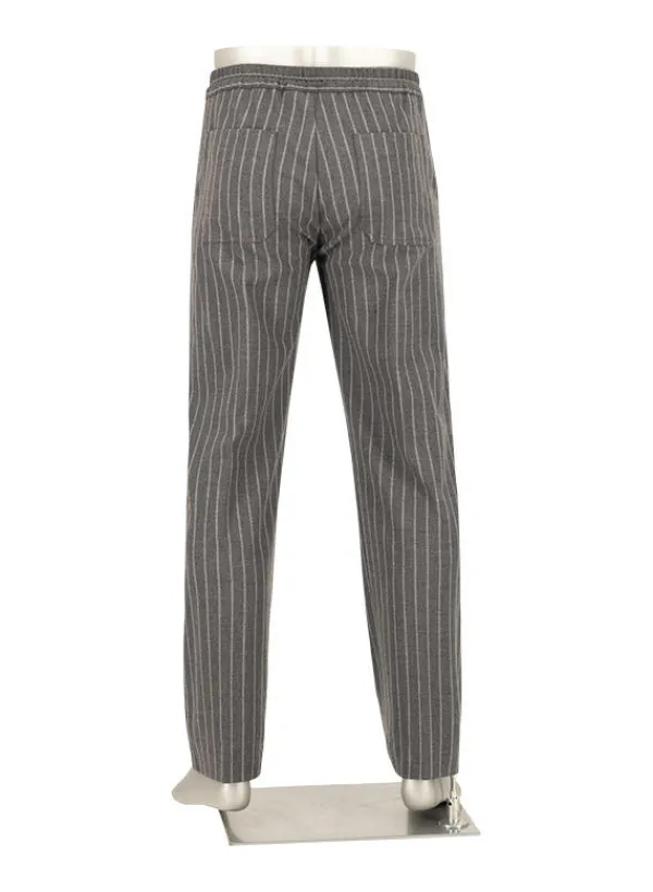 ALBERTO Flanell Stipe, Luis-GU-GT, Wide Fit, Mikofaser-Stretch, grau gestreift^ Hosen|Cosy