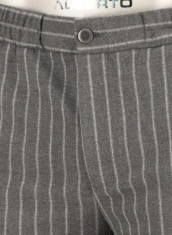 ALBERTO Flanell Stipe, Luis-GU-GT, Wide Fit, Mikofaser-Stretch, grau gestreift^ Hosen|Cosy