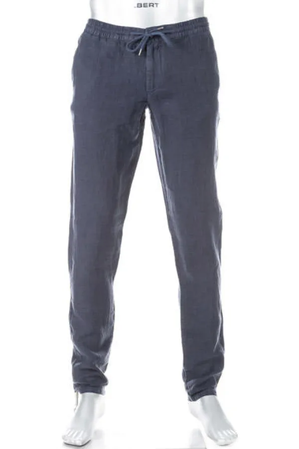ALBERTO Hose House, Reines Leinen, nachtblau^ Smart Cotton|Hosen
