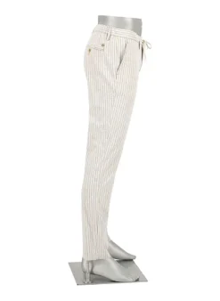 ALBERTO Hose Jump, Baumwolle-Leinen, ecru-blau gestreift^ Hosen