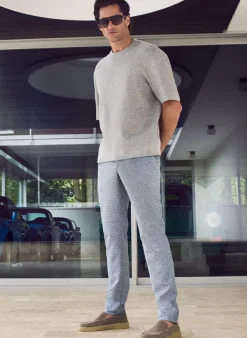 ALBERTO Hose Rob, Slim Fit, Jersey, hellgrau kariert^ Hosen