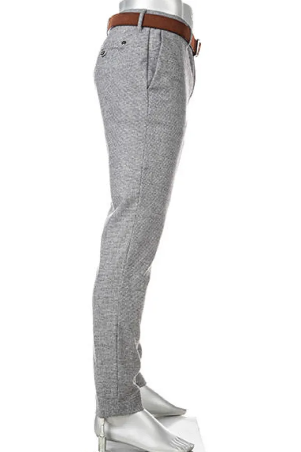 ALBERTO Hose, Slim Fit, Wolle waschbar, grau meliert^ Dressy|Hosen