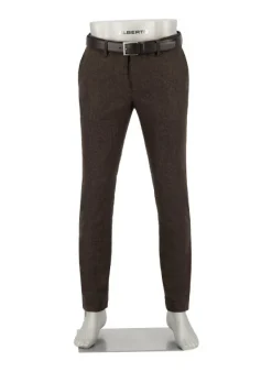 ALBERTO Hose, Slim Fit, Wolle waschbar, dunkelbraun meliert^ Hosen
