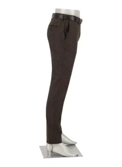 ALBERTO Hose, Slim Fit, Wolle waschbar, dunkelbraun meliert^ Hosen