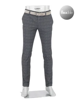ALBERTO Jersey Check, Rob, Slim Fit, Mikrofaser-Mix, dunkelgrau kariert^ Hosen