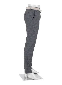 ALBERTO Jersey Check, Rob, Slim Fit, Mikrofaser-Mix, dunkelgrau kariert^ Hosen