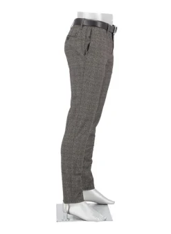 ALBERTO Jersey Check, Rob, Slim Fit, Mikrofaser-Mix, graubraun kariert^ Hosen