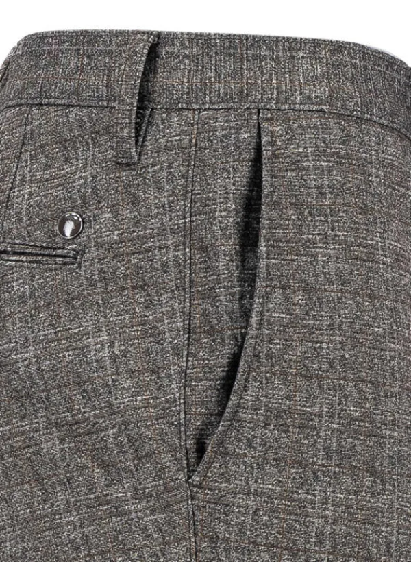 ALBERTO Jersey Check, Rob, Slim Fit, Mikrofaser-Mix, graubraun kariert^ Hosen