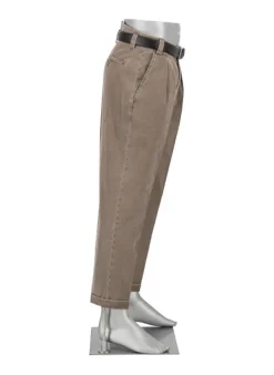 ALBERTO Mini Oxford, Ted-C, Wide Fit, Baumwoll-Stretch, cropped, braun meliert^ Hosen