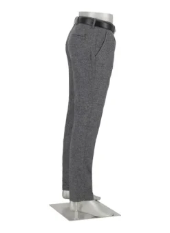 ALBERTO Wool Herringbone, Lou, Regular Fit, Wolle-Seide, grau gemustert^ Hosen|Chino