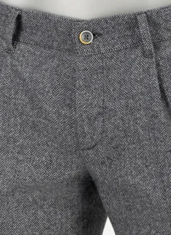 ALBERTO Wool Herringbone, Lou, Regular Fit, Wolle-Seide, grau gemustert^ Hosen|Chino