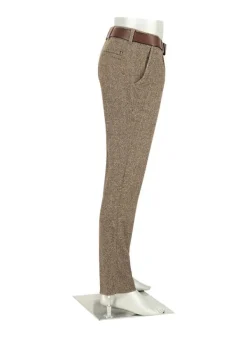 ALBERTO Wool Herringbone, Lou, Regular Fit, Wolle-Seide, braun gemustert^ Hosen|Chino
