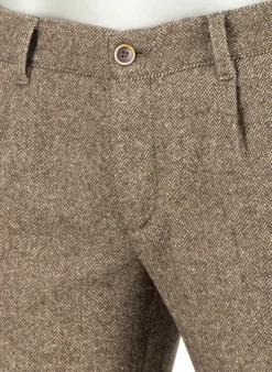 ALBERTO Wool Herringbone, Lou, Regular Fit, Wolle-Seide, braun gemustert^ Hosen|Chino
