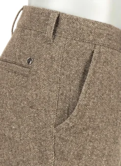 ALBERTO Wool Herringbone, Lou, Regular Fit, Wolle-Seide, braun gemustert^ Hosen|Chino