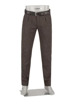 ALBERTO Wool Herringbone, Lou, Regular Fit, Wolle-Seide, dunkelbraun gemustert^ Hosen|Chino