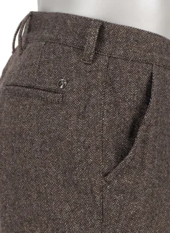 ALBERTO Wool Herringbone, Lou, Regular Fit, Wolle-Seide, dunkelbraun gemustert^ Hosen|Chino